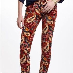 Anthropologie Paisley Printed Pilcro & Letterpress skinny cord pants, size 26